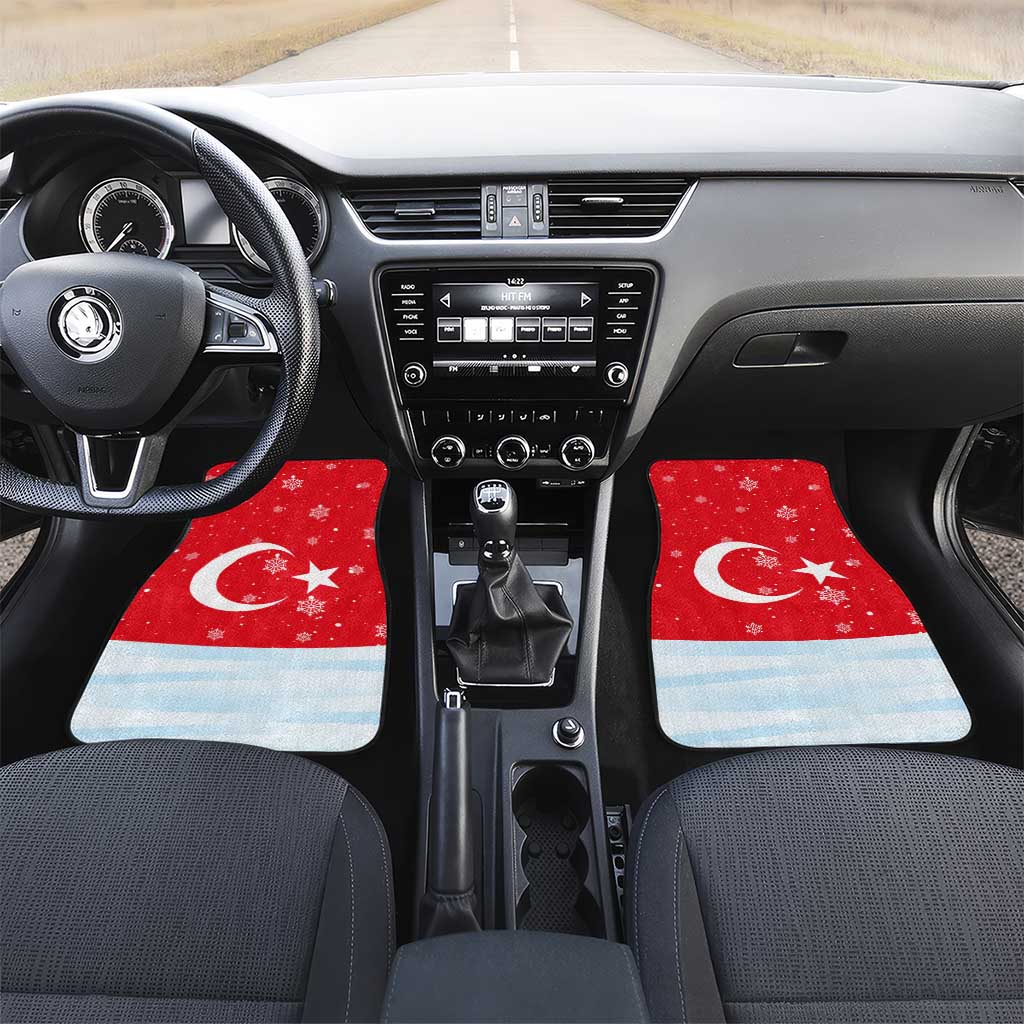 Turkey Christmas Car Mats with Santa on Horse Red Snowflake Pattern and Crescent Star - Wonder Print Shop