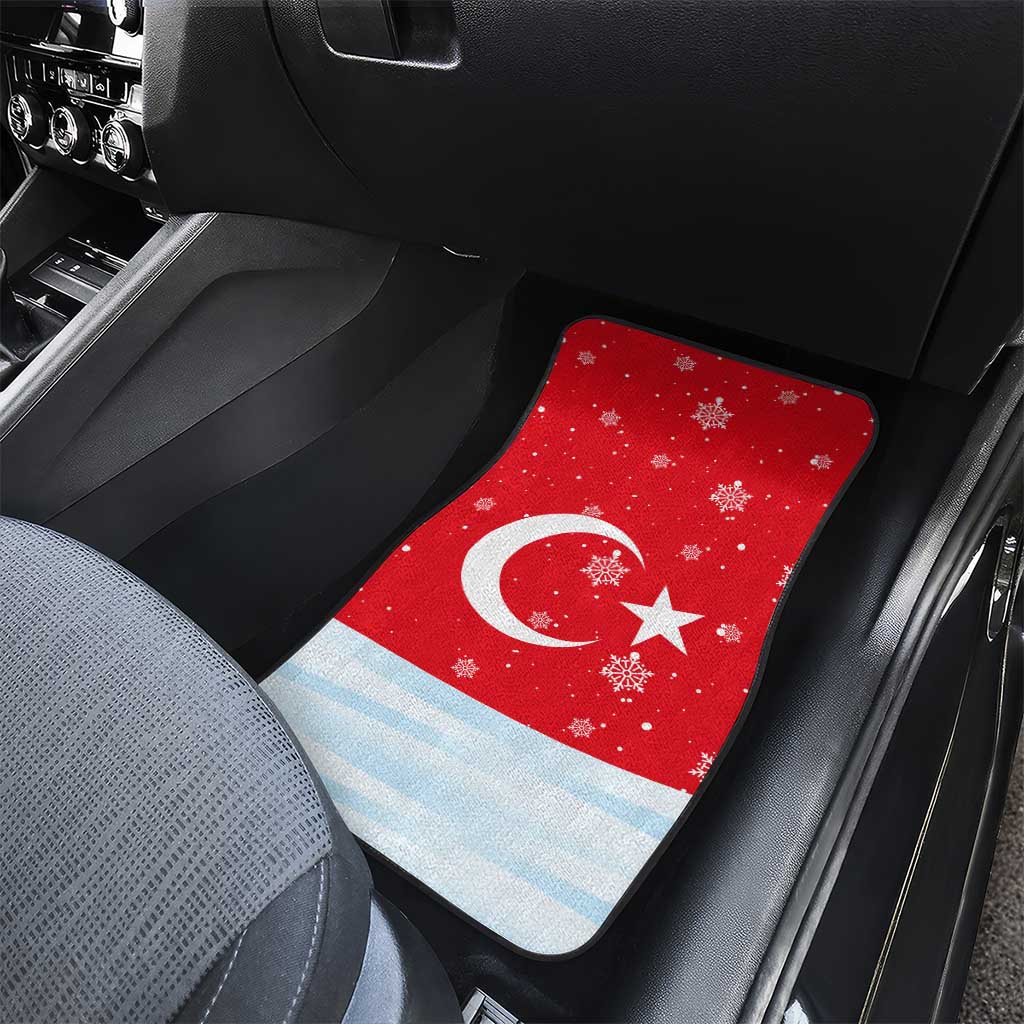 Turkey Christmas Car Mats with Santa on Horse Red Snowflake Pattern and Crescent Star - Wonder Print Shop