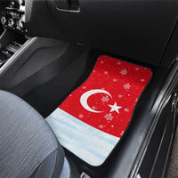 Turkey Christmas Car Mats with Santa on Horse Red Snowflake Pattern and Crescent Star - Wonder Print Shop
