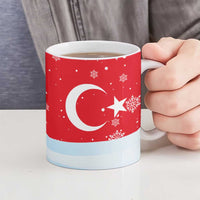 Turkey Christmas Ceramic Mug with Santa on Horse Red Snowflake Pattern and Crescent Star - Wonder Print Shop