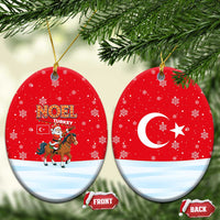 Turkey Christmas Ceramic Ornament with Santa on Horse Red Snowflake Pattern and Crescent Star - Wonder Print Shop