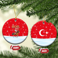 Turkey Christmas Ceramic Ornament with Santa on Horse Red Snowflake Pattern and Crescent Star - Wonder Print Shop