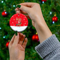 Turkey Christmas Ceramic Ornament with Santa on Horse Red Snowflake Pattern and Crescent Star - Wonder Print Shop