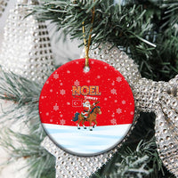 Turkey Christmas Ceramic Ornament with Santa on Horse Red Snowflake Pattern and Crescent Star - Wonder Print Shop