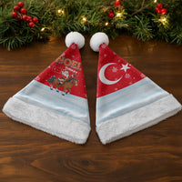 Turkey Christmas Santa Hat with Santa on Horse Red Snowflake Pattern and Crescent Star - Wonder Print Shop