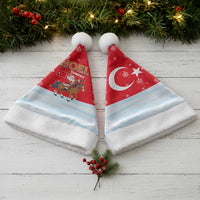 Turkey Christmas Santa Hat with Santa on Horse Red Snowflake Pattern and Crescent Star - Wonder Print Shop