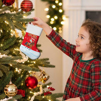 Turkey Christmas Stocking with Santa on Horse Red Snowflake Pattern and Crescent Star - Wonder Print Shop