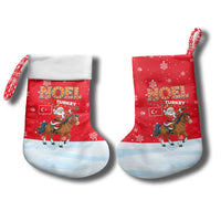 Turkey Christmas Stocking with Santa on Horse Red Snowflake Pattern and Crescent Star - Wonder Print Shop