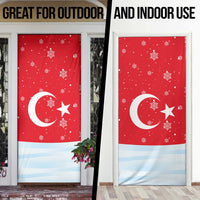 Turkey Christmas Door Cover with Santa on Horse Red Snowflake Pattern and Crescent Star - Wonder Print Shop