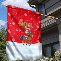 Turkey Christmas Garden Flag with Santa on Horse Red Snowflake Pattern and Crescent Star - Wonder Print Shop