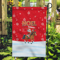 Turkey Christmas Garden Flag with Santa on Horse Red Snowflake Pattern and Crescent Star - Wonder Print Shop