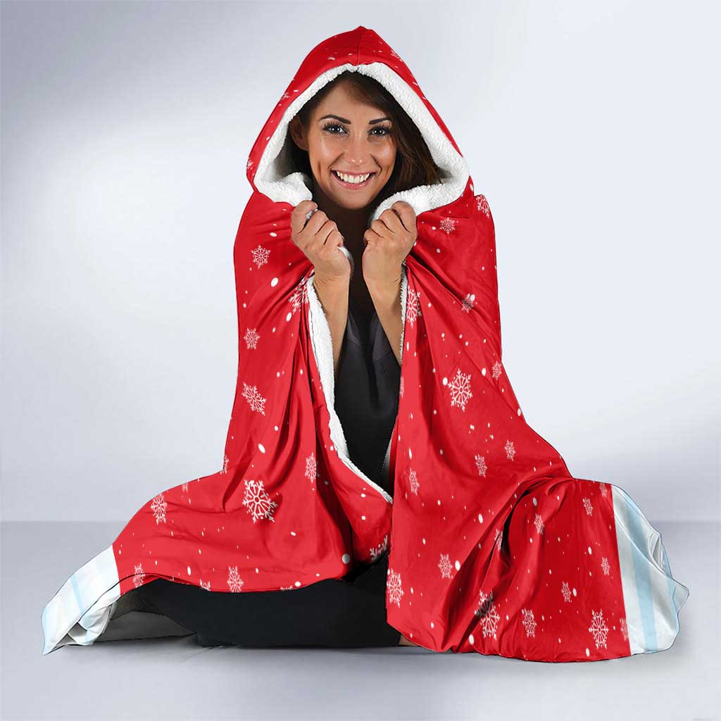 Turkey Christmas Hooded Blanket with Santa on Horse Red Snowflake Pattern and Crescent Star - Wonder Print Shop