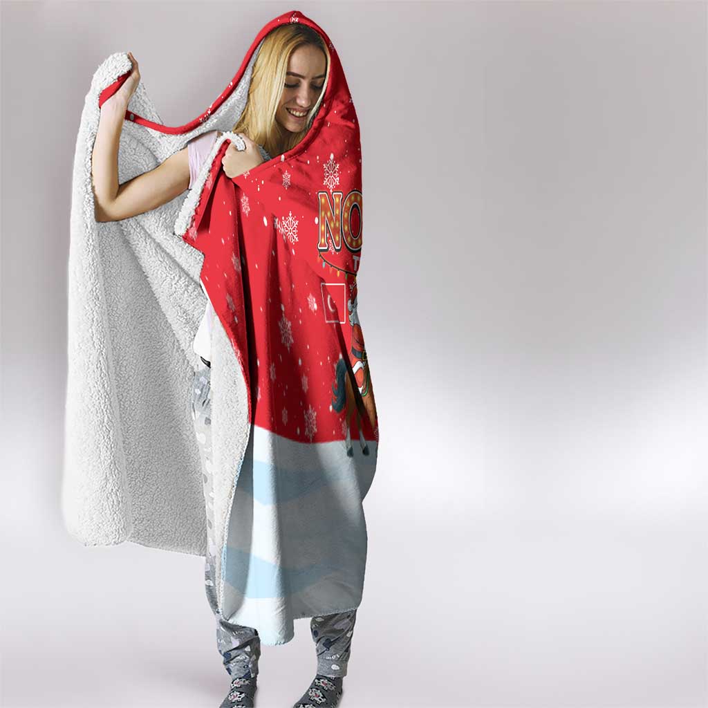 Turkey Christmas Hooded Blanket with Santa on Horse Red Snowflake Pattern and Crescent Star - Wonder Print Shop