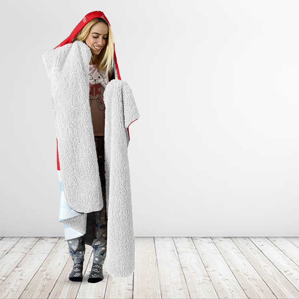 Turkey Christmas Hooded Blanket with Santa on Horse Red Snowflake Pattern and Crescent Star - Wonder Print Shop