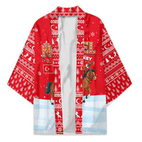 Turkey Christmas Kimono with Santa on Horse Red Snowflake Pattern and Crescent Star - Wonder Print Shop