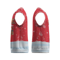 Turkey Christmas Knitted V-Neck Vest with Santa on Horse Red Snowflake Pattern and Crescent Star - Wonder Print Shop