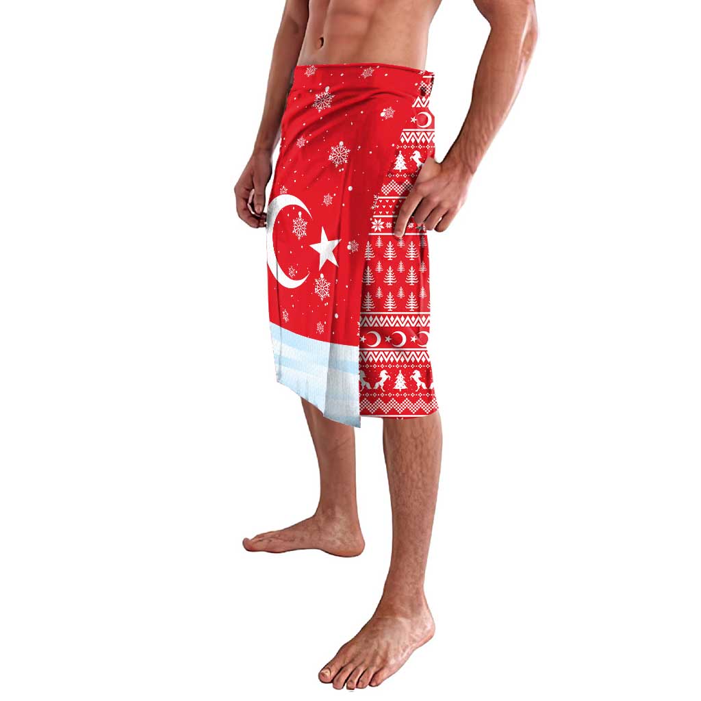 Turkey Christmas Lavalava with Santa on Horse Red Snowflake Pattern and Crescent Star - Wonder Print Shop