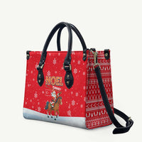 Turkey Christmas Leather Bag with Santa on Horse Red Snowflake Pattern and Crescent Star - Wonder Print Shop