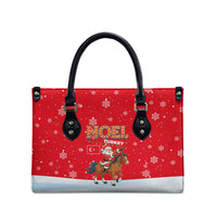 Turkey Christmas Leather Bag with Santa on Horse Red Snowflake Pattern and Crescent Star - Wonder Print Shop