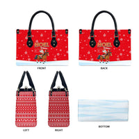 Turkey Christmas Leather Bag with Santa on Horse Red Snowflake Pattern and Crescent Star - Wonder Print Shop