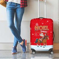 Turkey Christmas Luggage Cover with Santa on Horse Red Snowflake Pattern and Crescent Star - Wonder Print Shop