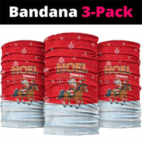 Turkey Christmas Neck Gaiter with Santa on Horse Red Snowflake Pattern and Crescent Star - Wonder Print Shop