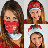 Turkey Christmas Neck Gaiter with Santa on Horse Red Snowflake Pattern and Crescent Star - Wonder Print Shop