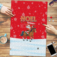 Turkey Christmas Puzzle with Santa on Horse Red Snowflake Pattern and Crescent Star - Wonder Print Shop