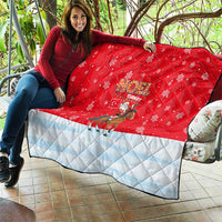 Turkey Christmas Quilt with Santa on Horse Red Snowflake Pattern and Crescent Star - Wonder Print Shop