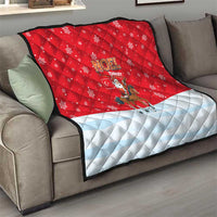 Turkey Christmas Quilt with Santa on Horse Red Snowflake Pattern and Crescent Star - Wonder Print Shop