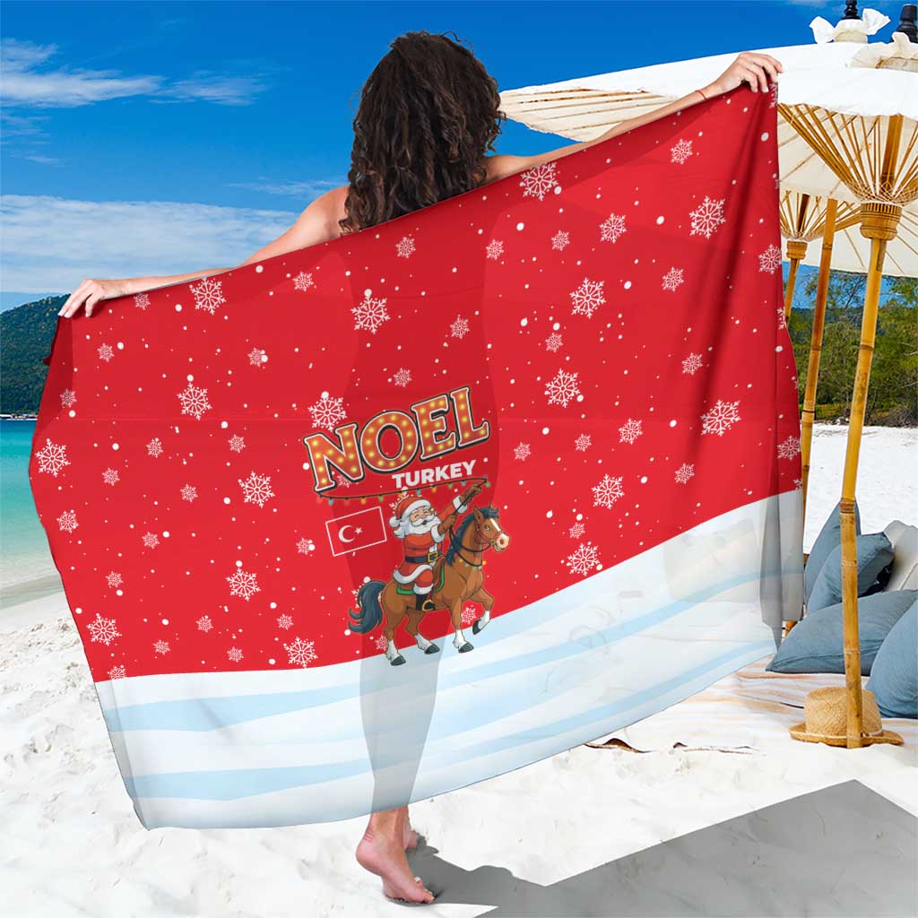 Turkey Christmas Sarong with Santa on Horse Red Snowflake Pattern and Crescent Star - Wonder Print Shop