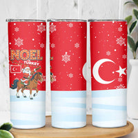 Turkey Christmas Skinny Tumbler with Santa on Horse Red Snowflake Pattern and Crescent Star - Wonder Print Shop
