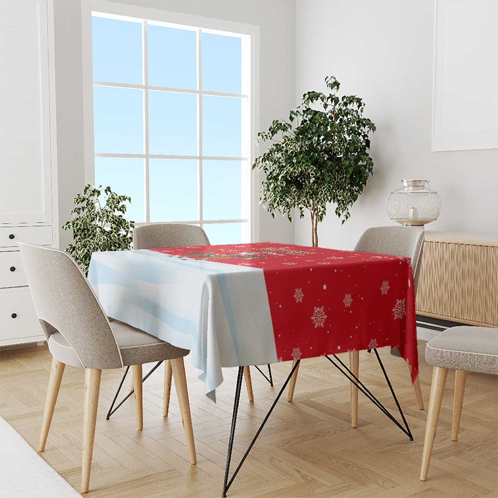 Turkey Christmas Tablecloth with Santa on Horse Red Snowflake Pattern and Crescent Star - Wonder Print Shop