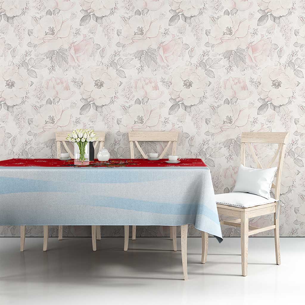 Turkey Christmas Tablecloth with Santa on Horse Red Snowflake Pattern and Crescent Star - Wonder Print Shop