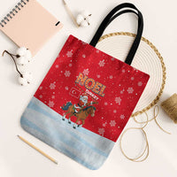 Turkey Christmas Tote Bag with Santa on Horse Red Snowflake Pattern and Crescent Star - Wonder Print Shop