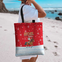 Turkey Christmas Tote Bag with Santa on Horse Red Snowflake Pattern and Crescent Star - Wonder Print Shop
