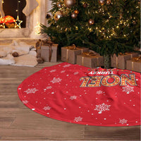 Turkey Christmas Tree Skirt with Santa on Horse Red Snowflake Pattern and Crescent Star - Wonder Print Shop