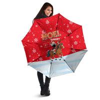 Turkey Christmas Umbrella with Santa on Horse Red Snowflake Pattern and Crescent Star - Wonder Print Shop
