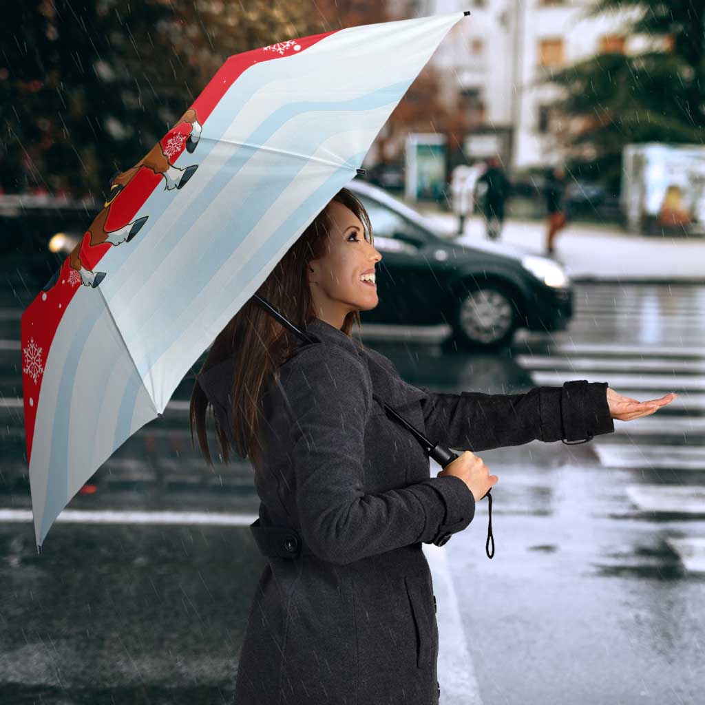 Turkey Christmas Umbrella with Santa on Horse Red Snowflake Pattern and Crescent Star - Wonder Print Shop