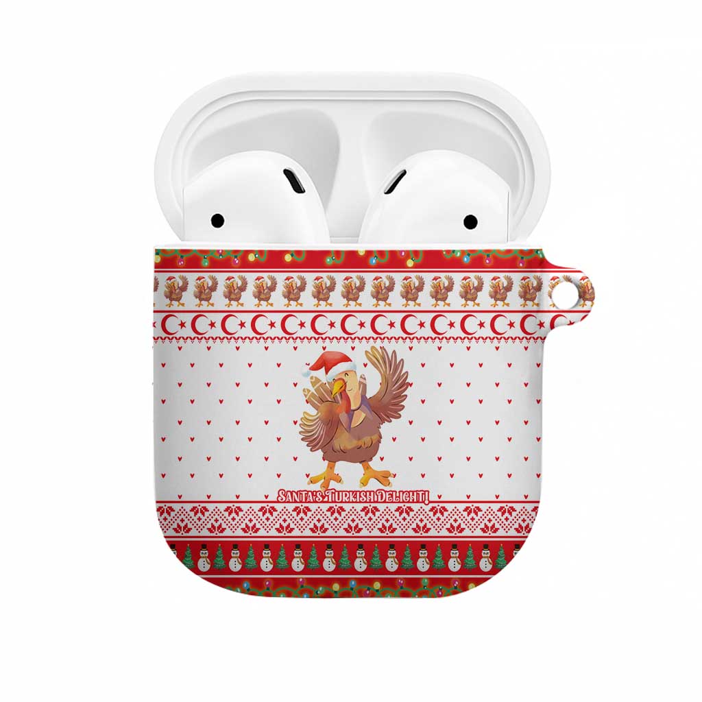 Turkey Christmas AirPods Case with Santa Turkey Red Crescent Pattern Snowmen and Festive Lights - Wonder Print Shop