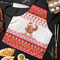 Turkey Christmas Apron with Santa Turkey Red Crescent Pattern Snowmen and Festive Lights - Wonder Print Shop