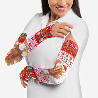 Turkey Christmas Arm Sleeves with Santa Turkey Red Crescent Pattern Snowmen and Festive Lights - Wonder Print Shop