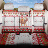 Turkey Christmas Back Car Seat Cover with Santa Turkey Red Crescent Pattern Snowmen and Festive Lights - Wonder Print Shop