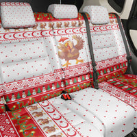 Turkey Christmas Back Car Seat Cover with Santa Turkey Red Crescent Pattern Snowmen and Festive Lights - Wonder Print Shop