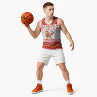 Turkey Christmas Basketball Jersey with Santa Turkey Red Crescent Pattern Snowmen and Festive Lights - Wonder Print Shop