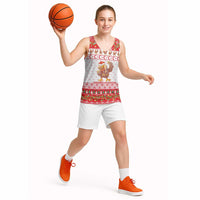Turkey Christmas Basketball Jersey with Santa Turkey Red Crescent Pattern Snowmen and Festive Lights - Wonder Print Shop