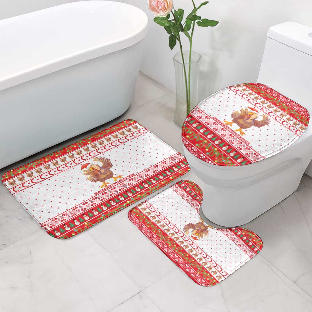 Turkey Christmas Bathroom Set with Santa Turkey Red Crescent Pattern Snowmen and Festive Lights - Wonder Print Shop