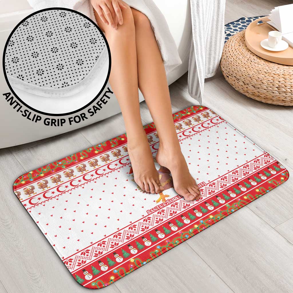 Turkey Christmas Bathroom Set with Santa Turkey Red Crescent Pattern Snowmen and Festive Lights - Wonder Print Shop