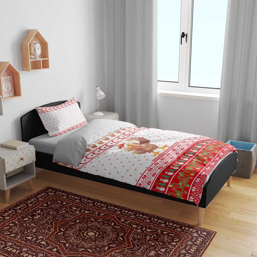 Turkey Christmas Bedding Set with Santa Turkey Red Crescent Pattern Snowmen and Festive Lights - Wonder Print Shop
