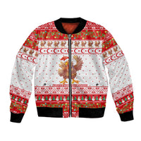 Turkey Christmas Bomber Jacket with Santa Turkey Red Crescent Pattern Snowmen and Festive Lights - Wonder Print Shop